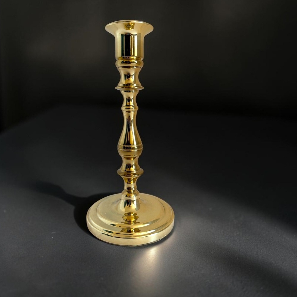 Baldwin Polished Solid Brass 6.75" Taper Candlestick Holder Baluster Base USA
